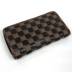 Louis Vuitton Damier Brown Long Zippy Wallet Paillette Sequin